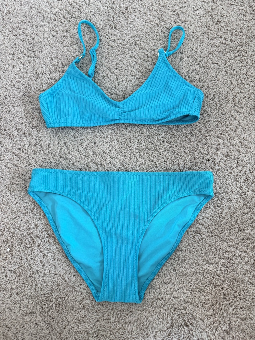 aerie Bright Turquoise Ribbed Bikini Set